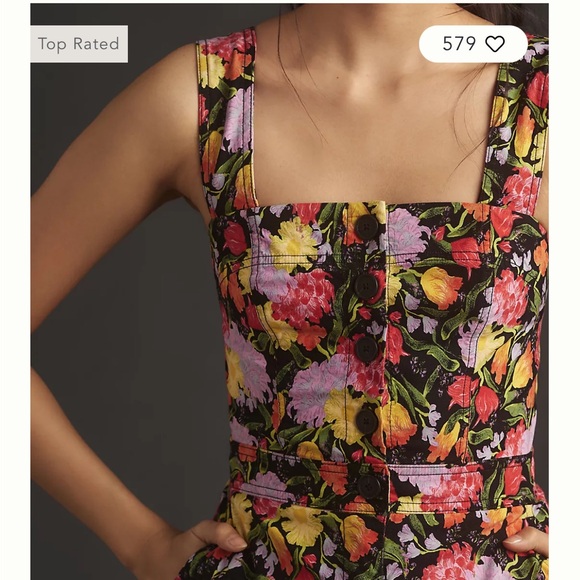 ANTHROPOLOGY, MAEVE, The Yukiko Noritake Portside Button-Front Romper, NWT - Picture 3 of 6